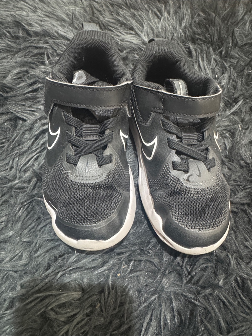 Nike Kids Black and White Velcro Sneakers
